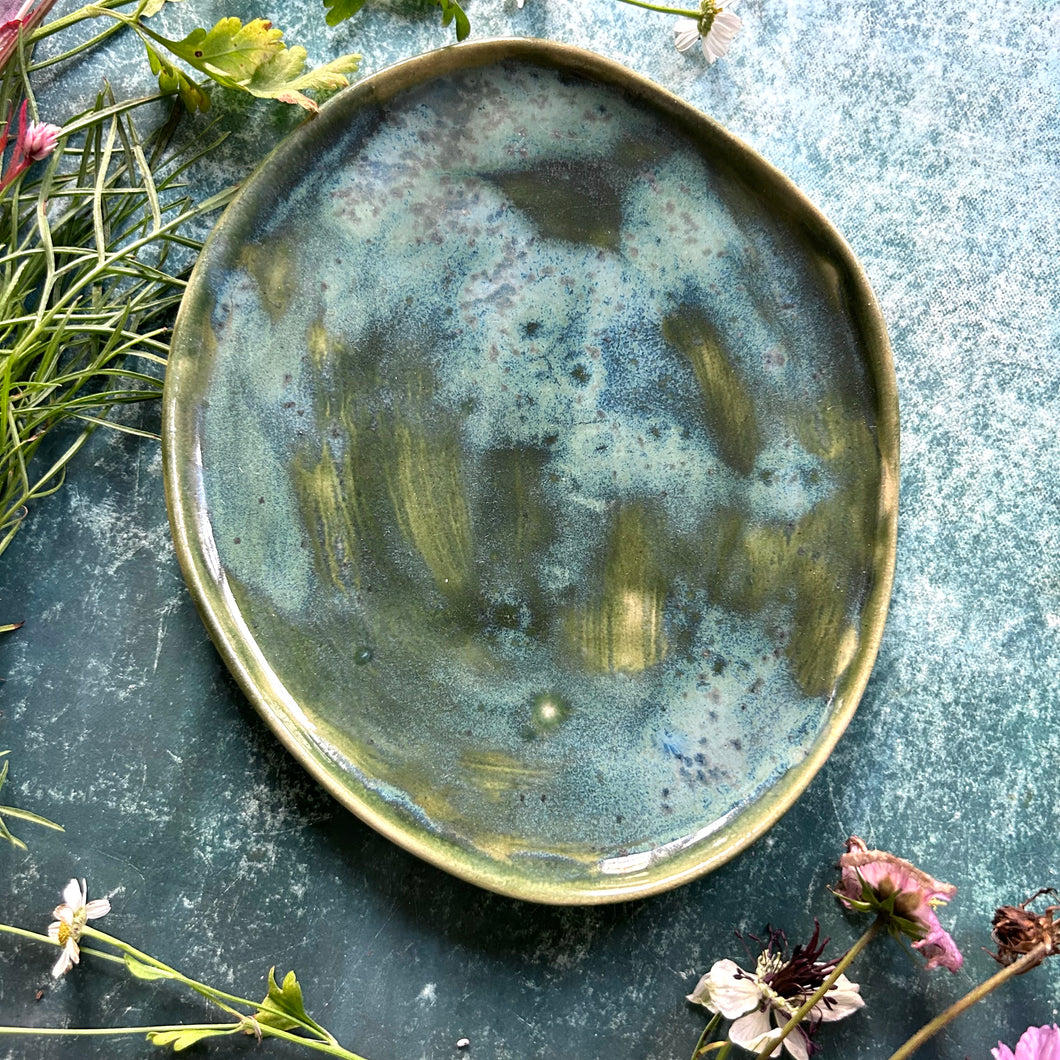 Forest stoneware platter