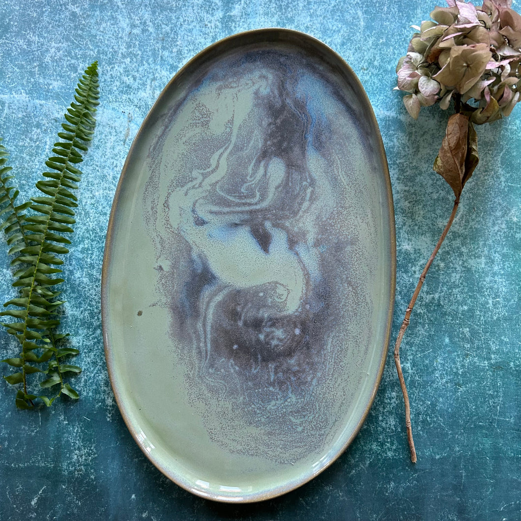 Abalone stoneware platter