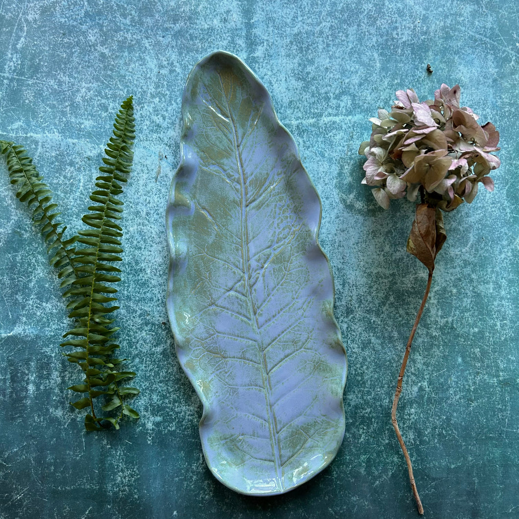 Leaf stoneware platter