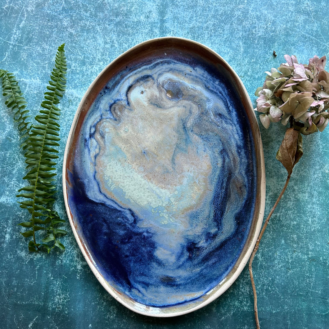 Abalone stoneware platter