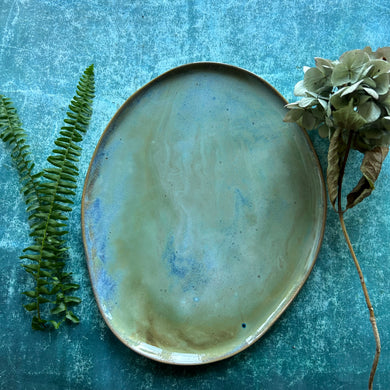 Abalone stoneware platter