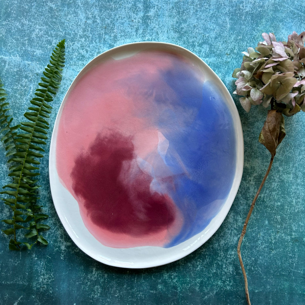 Watercolor porcelain platter