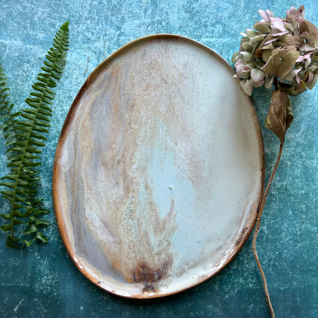 Abalone stoneware platter