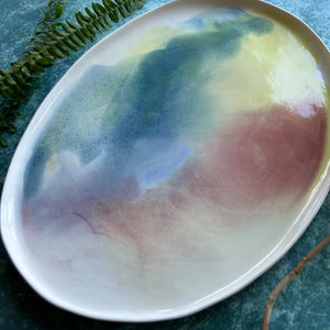 Watercolor porcelain platter