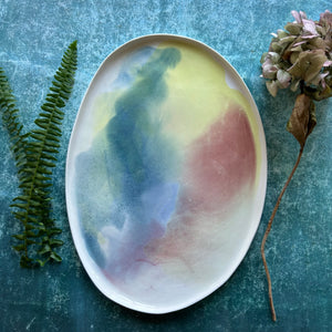 Watercolor porcelain platter