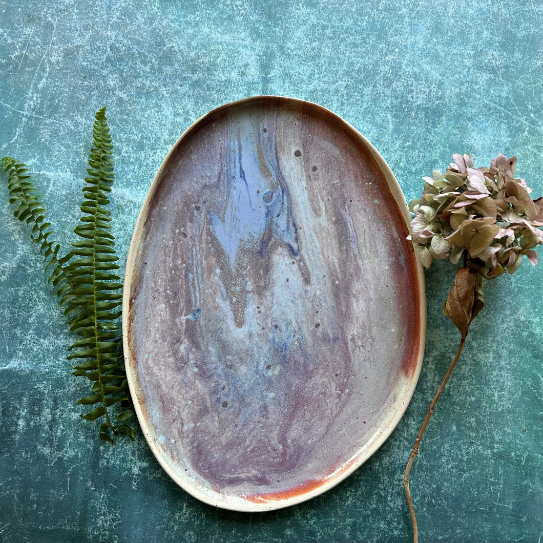 Abalone stoneware platter