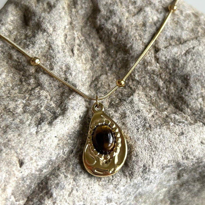 Tigers Eye Necklace 18K plated stainless steel